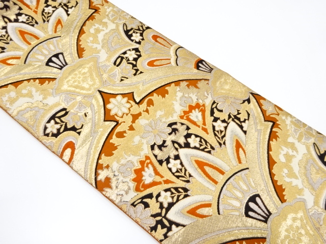 JAPANESE KIMONO / ANTIQUE FUKURO OBI / WOVEN FLORAL SARASA